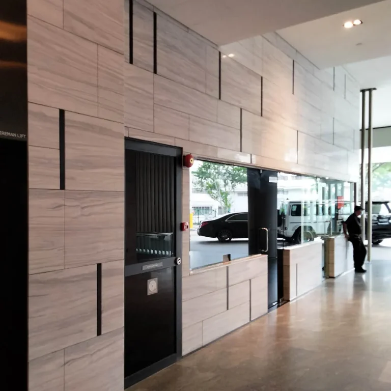 Repolish of office lobby wall to a hone finish