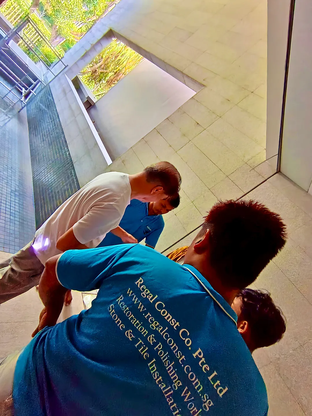 Site briefing and condition assessment before granite wall cleaning works