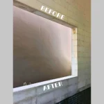 Granite wall stain removal before and after cleaning at coastal landed property in Singapore